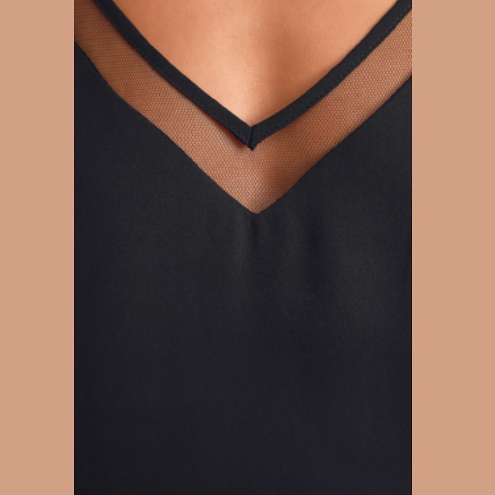 Lulus Women's Black Sheer Mesh V-Neck Tank Top - Picture 4 of 12
